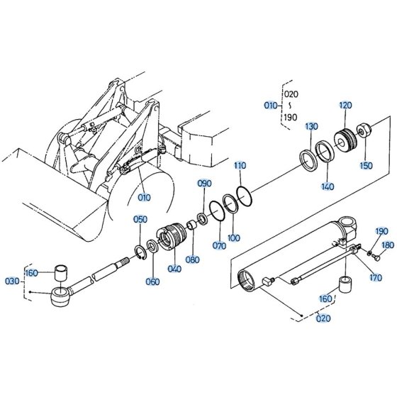 Steering Cylinder Assembly for Kubota R510 Loader