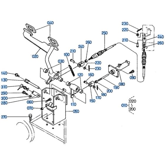 Brake Pedal Assembly for Kubota R510 Loader