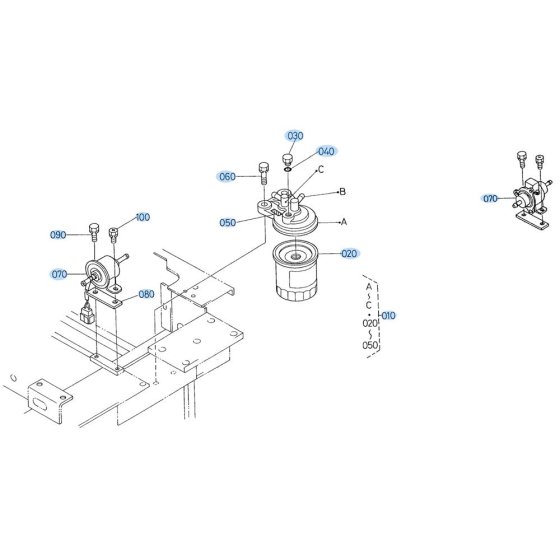 Fuel Filter Assembly for Kubota R520 Loader