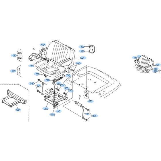 Seat Assembly for Kubota R520 Loader