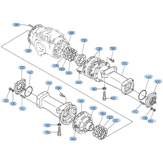 Axle Case (Rear) Assembly for Kubota R520 Loader