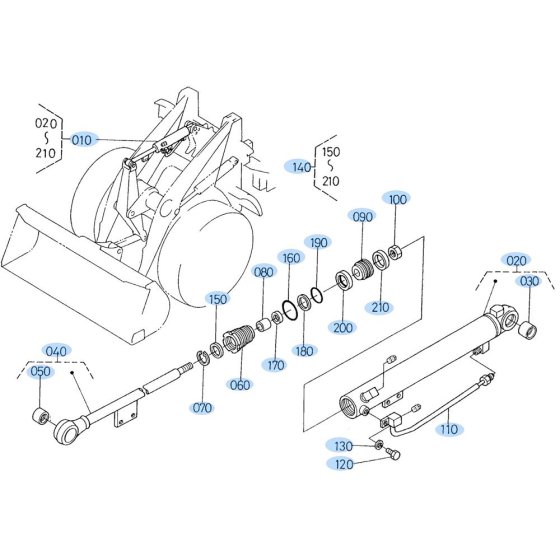Tilt Cylinder Assembly for Kubota R520 Loader