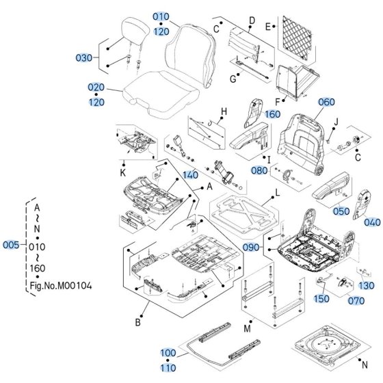 Seat Assembly for Kubota R530 Loader