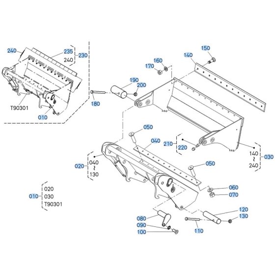 Bucket Assembly for Kubota R530 Loader