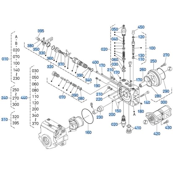 Pump Assembly -1 for Kubota R530 Loader
