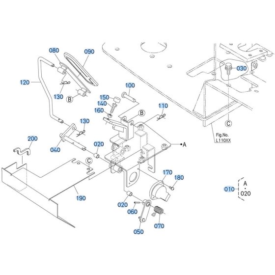 Accelerator Pedal Assembly for Kubota R530 Loader