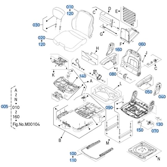 Seat Assembly -1 for Kubota R540 Loader