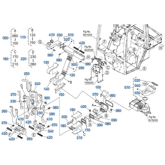 Duct, Vent Assembly for Kubota R540 Loader