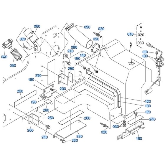 Fuel Tank Assembly for Kubota R630 Loader