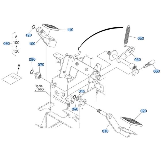 Brake Pedal Assembly for Kubota R630 Loader