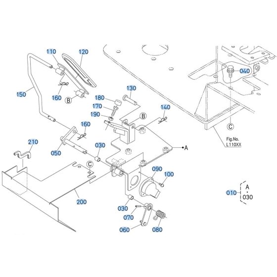 Accelerator Pedal Assembly for Kubota R630 Loader