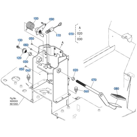 Brake Pedal Assembly for Kubota R640 Loader