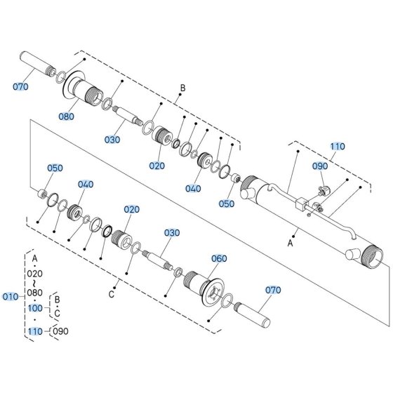 Coupler Cylinder Assembly for Kubota R640 Loader
