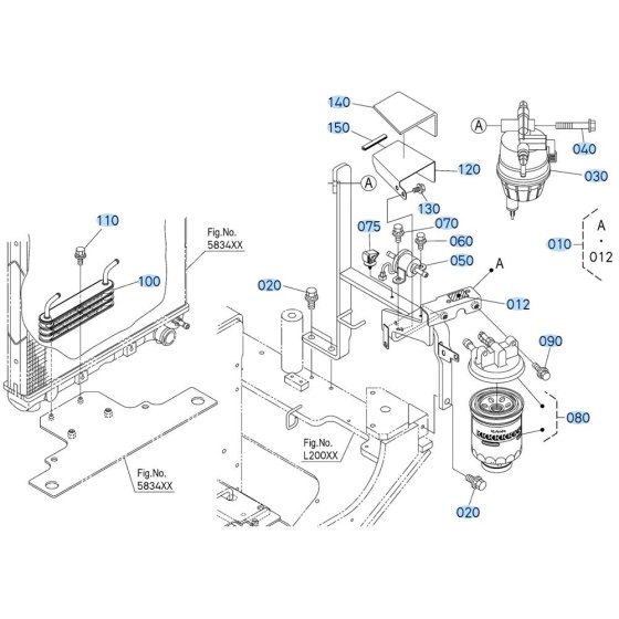 Fuel Filter Assembly for Kubota R640 Loader