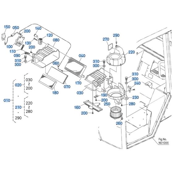 Air Conditioner Assembly for Kubota R640 Loader