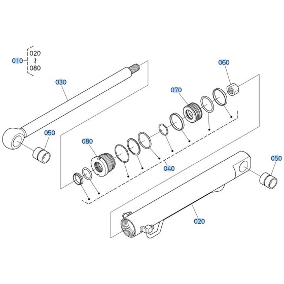 Bucket Cylinder Assembly for Kubota R640 Loader