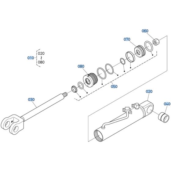 Steering Cylinder Assembly for Kubota R640 Loader
