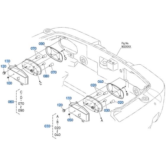 Light Assembly for Kubota R640 Loader