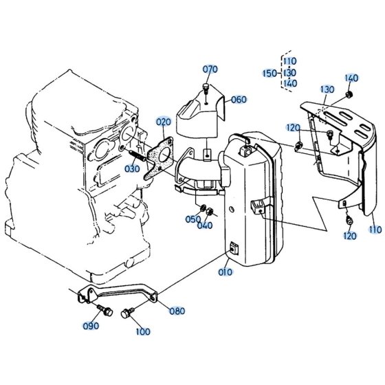 Muffler Assembly for Kubota SX700 Tiller
