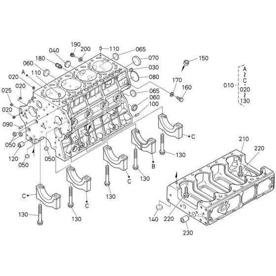 Crankcase Assembly for Kubota V3300-E2B Engine