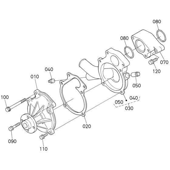 Water Pump Assembly for Kubota V3300-E2B Engine