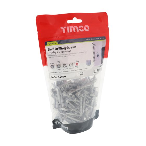 120 Pack Hex Head Metal Construction Light Section Screws for Roofing Sheets - Self-Drilling, Corrosion Resistant