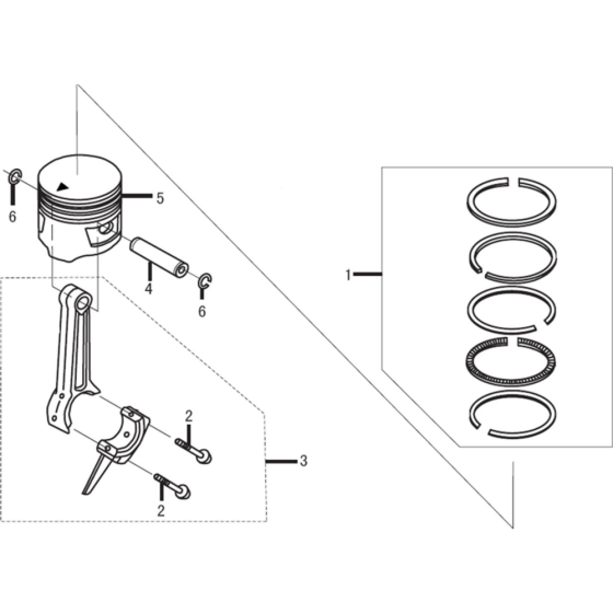 Piston/Rod Assembly for Loncin LC152F