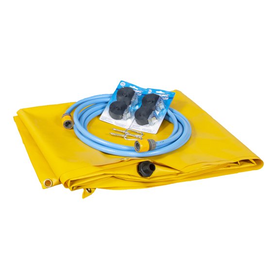 Fentex Leak diverter tarp & fittings - Yellow tarp 1m x 1m