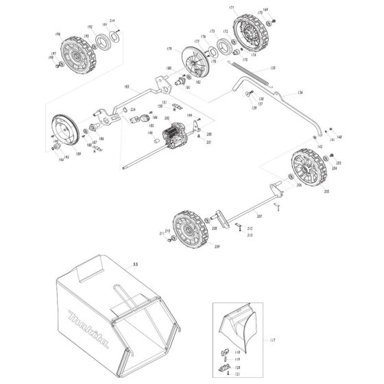 Wheel Assembly for Makita LM001C
