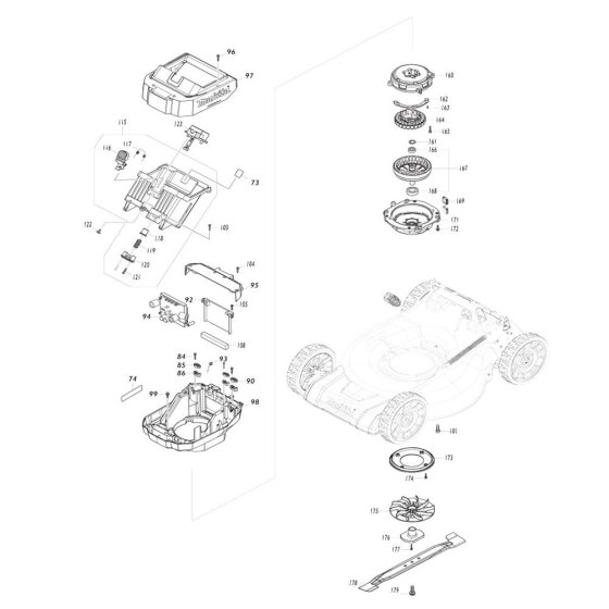 Makita LM004J Battery, Motor