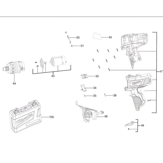 Milwaukee M12BD Drill Assembly