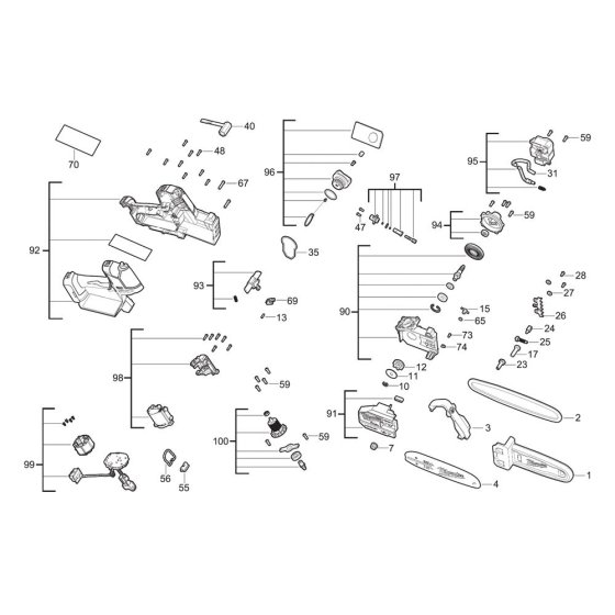 Milwaukee M18FHS20 Chainsaw Assembly