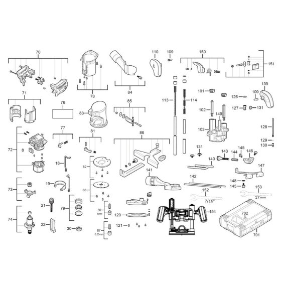 Milwaukee M18FTR Router Assembly