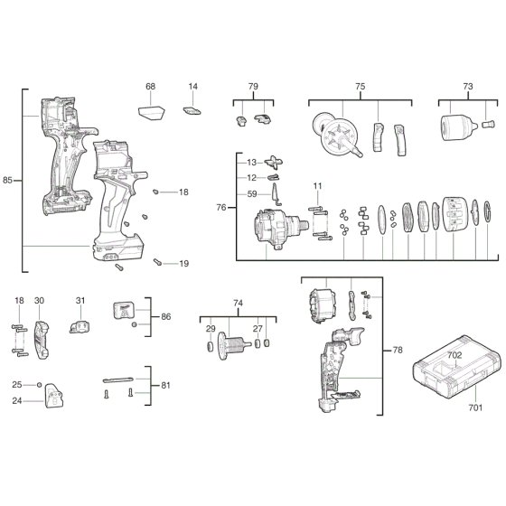 Milwaukee M18ONEPD3 Assembly