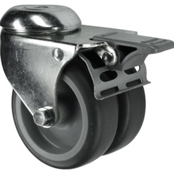 Twin Wheel Braked Castor