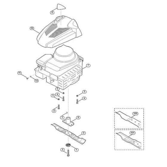 Engine and Blade for Viking MB 248.0