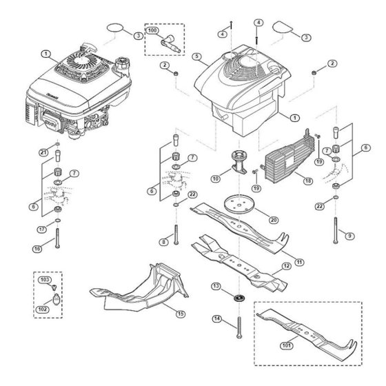 Engine and Blade for Viking MB 655.0