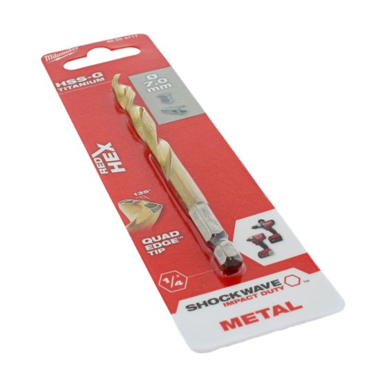 Milwaukee 7mm Red Hex HSS-G Titanium Drill Bit - Single