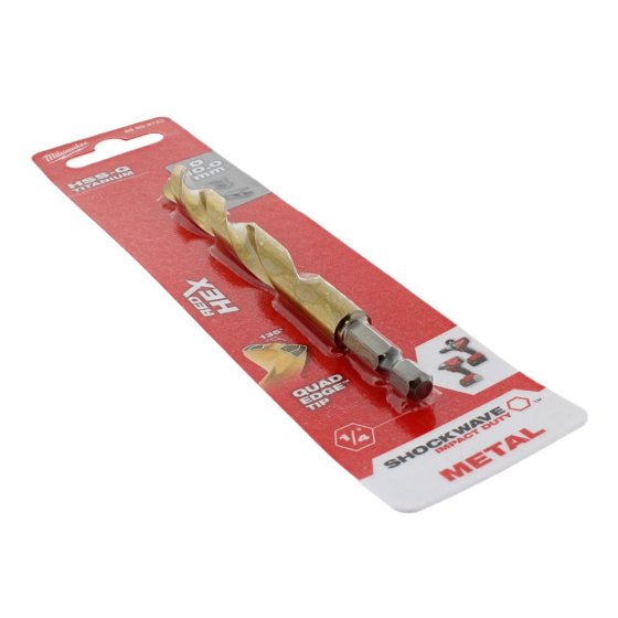 10mm Red Hex HSS-G Titanium Drill Bit - Single