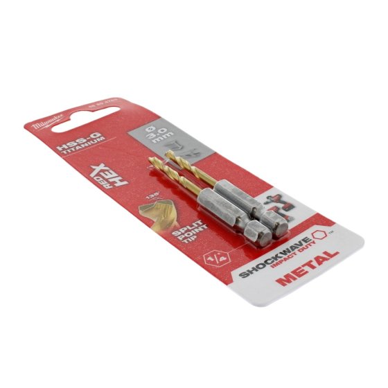 3mm Red Hex HSS-G Titanium Drill Bits - 2 Bits