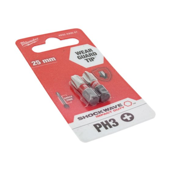 Shockwave PH3 25mm - 2 Pieces for Milwaukee Drills - OEM No. 4932430857