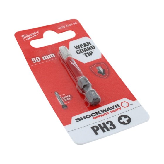Milwaukee ShockWave Impact PH3 x 50mm Screwdriver Bit - OEM No. 4932430858