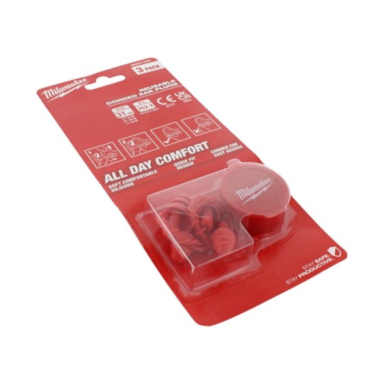 Milwaukee Reusable Corded Ear Plugs - Pack of 3 - OEM No. 4932471904