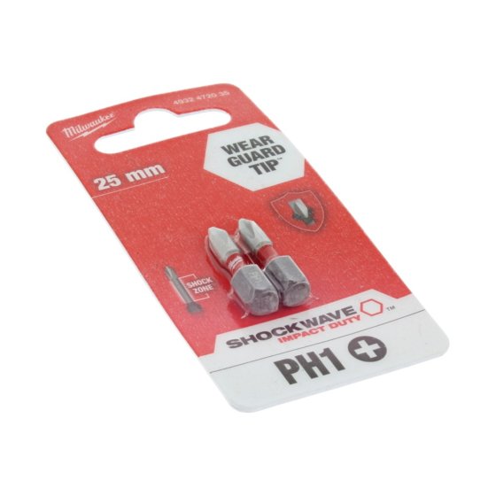 Milwaukee Shockwave PH1 25mm - 2 Pieces - OEM No. 4932472035