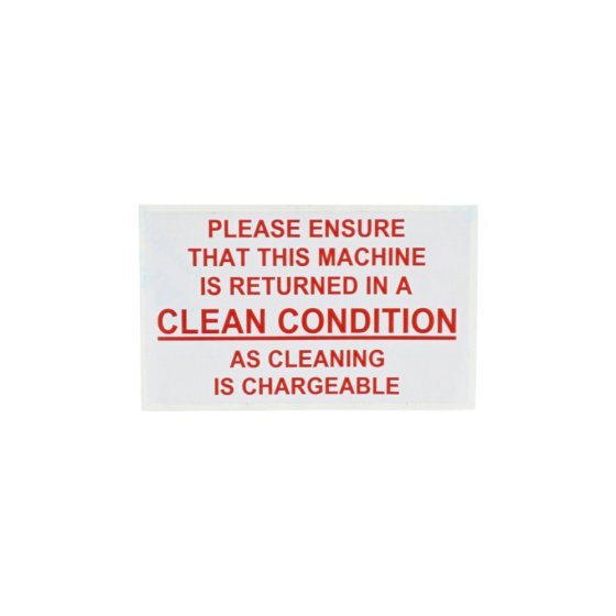 Self Adhesive Label - Return In Clean Condition