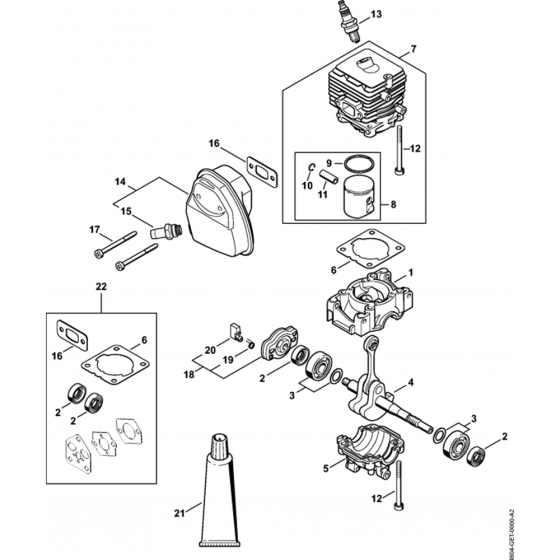 Crankcase, Cylinder, Muffler