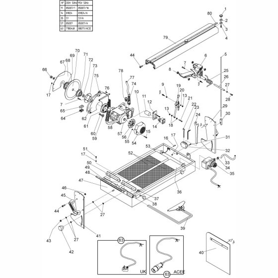 Main Assembly for Tile Saw