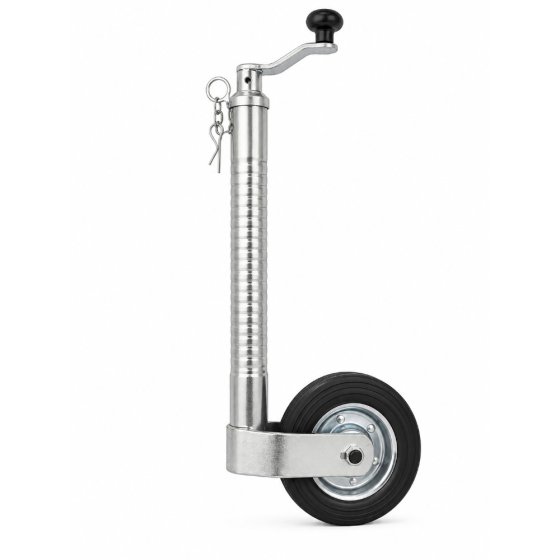 48mm Jockey Wheel, Serrated Tube, 300kg, 200x57mm Solid Wheel