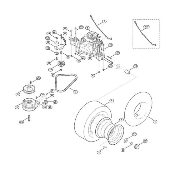 Gearbox & Rear Wheel for Mowers