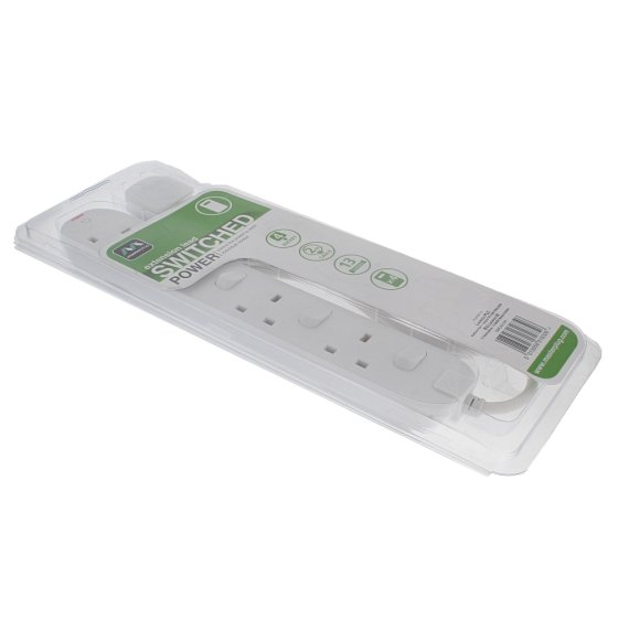 Extension Lead 240V 4-Gang 13A White Switched 2m